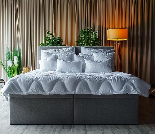 Domyou Nola Boxspringbett 180x200cm - Polsterbett mit Matratze und Topper - Schlafsofa mit Bettkasten - Raum für Bettbezug - Skandinavisches Schlafzimmer - Schlafzimmermöbel - Solides Schlafzimmerbett