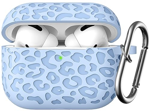Easuny Gravierte Hülle Kompatibel mit AirPods Pro 2 Hülle 2022, Silikon Stoßfeste Schutzhülle Kompatibel für Apple AirPods Pro 2nd/1st Generation Case, mit Karabiner [Front-LED Sichtbar], Léopard Lila