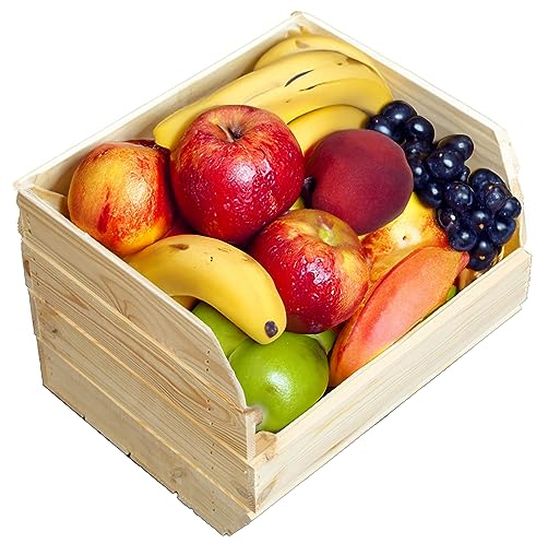Kistenkolli Altes Land Kartoffelsteige 40x33x30 cm Gemüsekiste Obsthorde Gemüsekorb Kartoffelkiste zum Lagern Kiste Holz Obstkisten Obstschale (1er Set natur)