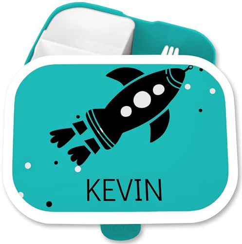 Brotdose Kinder Campus für Mepal - Weltall - Rakete Raumschiff Weltraum - 750 ml - Türkis - space shuttle fächern erstklässler raumfahrt astronaut universum junge name schule einschulung