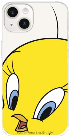 Schutzhülle kompatibel mit iPhone 15, offizielles Looney Tunes Gitter zum Schutz Ihres Handys. Transparente Silikonhülle, flexibel, mit offizieller Lizenz von Looney Tunes