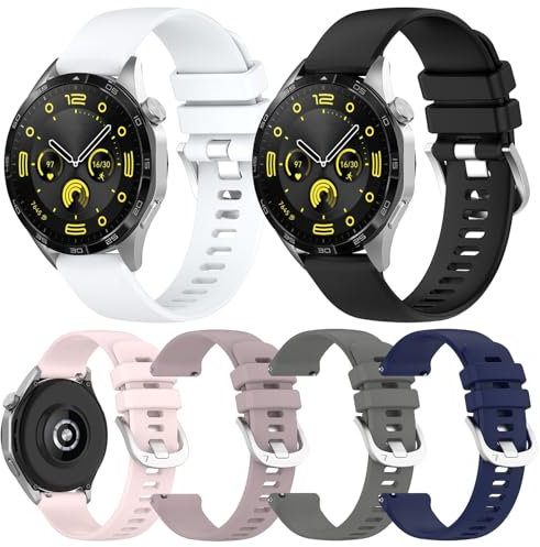 6 correas de reloj de silicona compatibles con Huawei Watch GT4 de 46 mm/41 mm, correa de repuesto suave, 18MM (for GT4 41MM), Silicona, Cuarzo