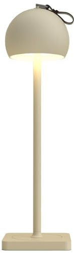 DILUMEN Dimmbare LED Akku Tischlampen,Restaurant Tischlampen Neutralweiß 4000K,Tischlampe Kabellos,Wiederaufladbar USB-C,Kabellose Tischlampe Aluminium Metallmaterial, Für Innen und Aussen(Beige)