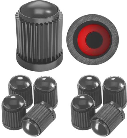 Pitlane Performance® Tapones de válvula – Pack de 10 | Tapas para válvulas de neumáticos compatibles con válvulas Schrader | para Coche, SUV, Moto, Bici, Caravana y más (Antracita)