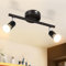 Glitzerlife Deckenstrahler Schwarz 2 Flammig Deckenleuchte - Deckenspots GU10 Schwenkbar 330° Drehbar Deckenlampe Modern Metall Spot Decke Wohnzimmer Schlafzimmer Flur Ohne Leuchtmittel Max 25Wx2
