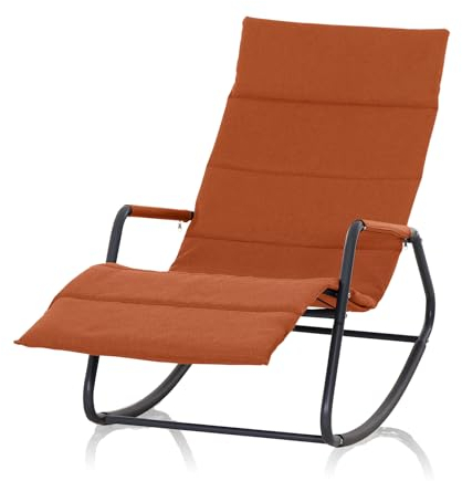 KHG Schaukelliege Rot Orange aus Stahl und wetterfestem Gewebe, ergonomische Sonnenliege, Liegestuhl für drinnen & draußen Relaxliege Gartenliege 110 kg belastbar, 143 x 57 x 57 cm