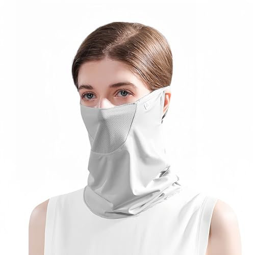 GIBZ Eisseide Schlauchschal Damen Bandana mit Ohrschlaufen Multifunktionstuch Sommer Draussen Schal Halstuch Wandern Herren Motorrad Gesichtsmaske Laufen Grau