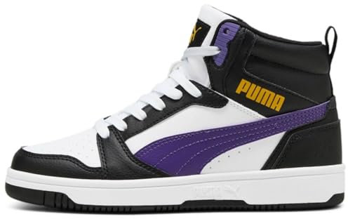 PUMA Mixte Enfant Rebound V6 Mid Jr, Puma White Team Violet Puma Black, 35.5 EU