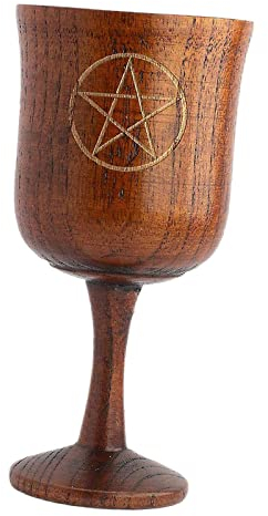 Duiaynke Weinkelch aus Holz, Ritualbecher, Pentagramm-Milchbecher