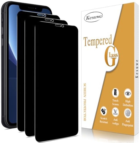 Kesuwe [3 Stück] Sichtschutz Schutzfolie für iPhone 11 Pro/XS/X, Anti-Spy Schutzglas, 9H Härte, Anti-Kratzen, Anti-Peeping, 9H Härte, Bläschenfrei, Stoßfest