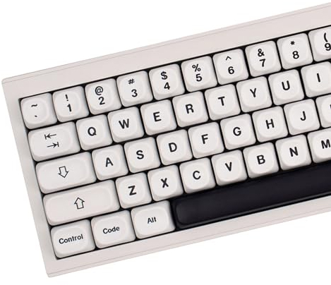 Black and White PBT Keycaps, Moa Profile Keycap, Cute Round Keyboard Keycap, 144 Keys Dye-Sublimation Keycap Set With Keycaps Puller for Mechanical Keyboard 60% 75% 100%