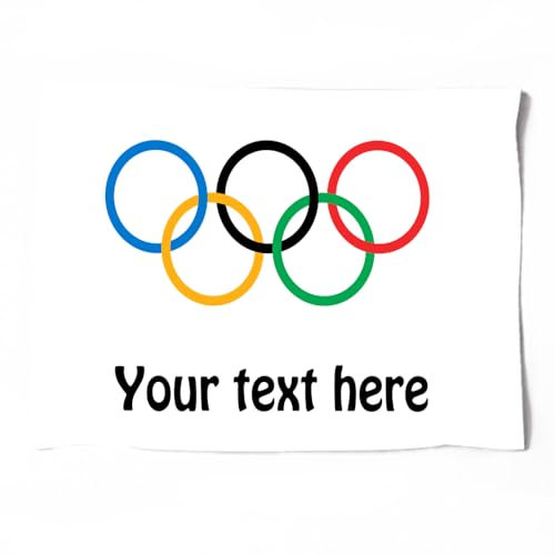 Wanapix | Bandiere Personalizzate | 50x35 cm | Ideale per partite di calcio e di altri sport, compleanni, eventi, feste, ecc. | Personalizzabile su un lato | Giochi Olimpici