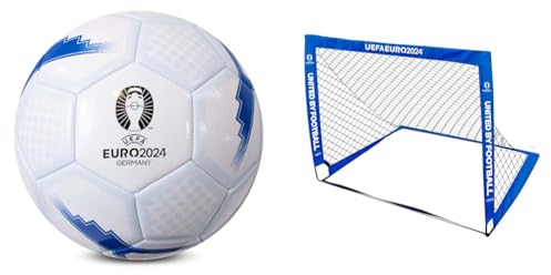 Hy-Pro Euro 2024 Bundle - Size 5 Football and 4ft x 3ft Flexi Football Goal, Officially Licensed by, Euro 2024 Merchandise
