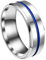 JewelryWe Ring Herren Edelstahl Verlobungsring: 8mm Gebürstet Herren-Ring Blaue Rille in der Mitte Partnerringe Eheringe Versprechen Engagement Hochzeit Band Männer Bandring mit Gravur Silber Größe 59