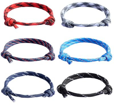 AORHOFJ 6 pcs Set Braccialetti Boho Surfer Uomo e Donna - Braccialetti Fatti a Mano - Bracciale da Spiaggia Surfista Regolabile - Bracciali Estivi Impermeabile - Braccialetti Amicizia