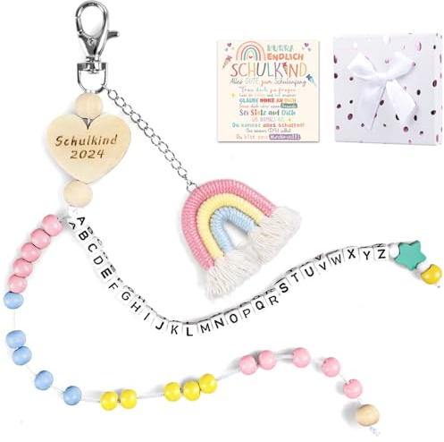 iZoeL Einschulung Geschenk Mädchen Rosa Rechenkette 2025 Schulkind Geschenk Schultüte Füllung Schulanfang Geschenk Glücksbringer mit Grußkarte Geschenkbox