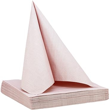 100% Mosel Servietten, 20 Stück (33 x 33 cm), in Blush Rosé, edle Tischdeko für Hochzeit, Kommunion, Konfirmation, Taufe & Geburtstag