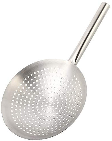 OQHAIR Plato Redondo para Servir Filtro de Acero Inoxidable Cuchara Espumadera de Aceite Dumpling Cucharón Colador Alambre Pasta Fideos Colador Cuchara Alimentos fritos Colador de Aceite