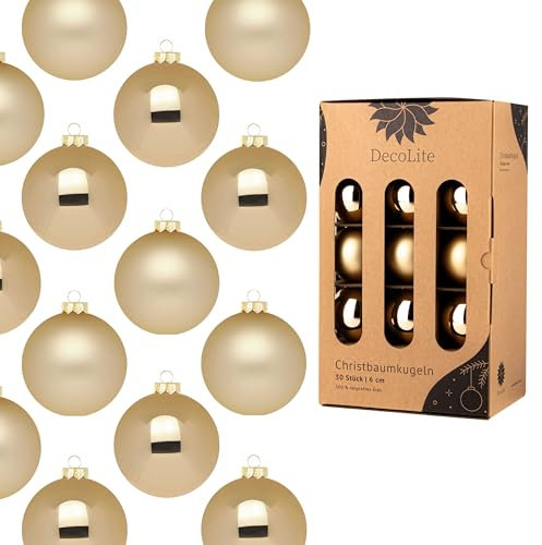 DecoLite: Christbaumkugeln aus Glas Ø 6 cm (30 Stück) - Gold - matt/glänzend
