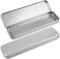 LNQ LUNIQI Metall Schreibwaren Box, 2 Stück Lang Metalldose mit Klappdeckel Metall Stiftebox Blechbox Aufbewahrung Viereckig Federmäppchen für Bleistift Kugelschreiber Lineal Radiergummi, Silber