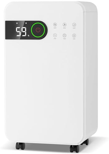 2500 Sq. Ft Dehumidifier for Basement, Home Dehumidifier with Sleep Mode, 24H Timer, 3-Color LED Indicator Light & Child Safety Lock, Portable Quiet Dehumidifier with Drain Hose