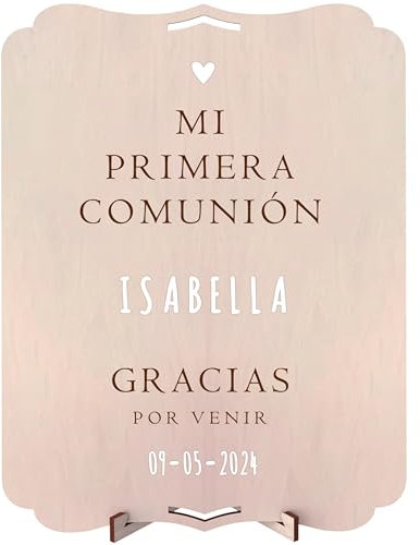 Nagu® Regalos Comunion Niña o Niño. Cartel Personalizado 30x22 cm con Letras Autoadhesivas, Libro firmas de Recordatorios Comunion con Pie de Soporte, Pancarta Bienvenidos a Mi Primera Comunión