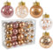 Anstore 40 Stück Weihnachtskugeln, Rosa Christbaumkugeln ∅ 6cm, Christbaumschmuck enthalten Pailletten, Glänzendes Pulver, Bänder, Perlen, Weihnachtsdeko für Feiertage und Partydekoration