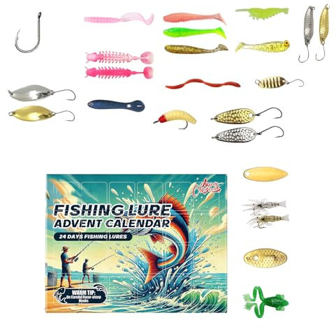 ZIDDAR Weihnachts Angelköder Adventskalender Saisonaler 24-Tage Angelköder Adventskalender Für Festivalfeiern