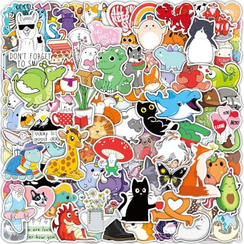 100 Stücke Sticker Tiere, Aufkleber Kinder, Wasserfest, Lustige Tiermuster, Lernende Tiere Im Spiel, Tiermuster für Jungen Mädchen