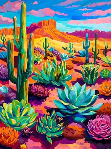 DIY Diamant Painting Bilder Kaktus 70x90cm, Diamond Painting Set Blume Für Kinder, Daiments Painting Erwachsene, Diamond Stickerei Kreuzstich Malerei Kits für Zimmer Deko Schlafzimmer Geschenke W-6