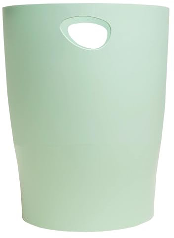 EXACOMPTA - Ref. 45380D – 1 Papierkorb mit Griffen ECOBIN Autentik – großes Fassungsvermögen 15 l – Maße 26,3 x 26,3 x 33,5 cm – für Büro oder Zuhause – Salbeigrün