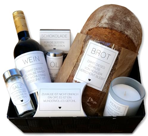 younikat Aufkleber Set zum Einzug - 7 Stück - Motiv Leinen - dv1536 | Einweihungsgeschenk-Idee, Geschenk zum Umzug, Etiketten für Brot Salz Wein etc. Einzugsgeschenk