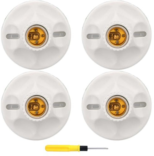 Acmerota Douille de lampe E27 Cercle de vis pour douille de lampe Socle de lampe en céramique, douille de lampe E27 pour éclairage halogène LED Lampes de bricolage Douille de plafond blanche