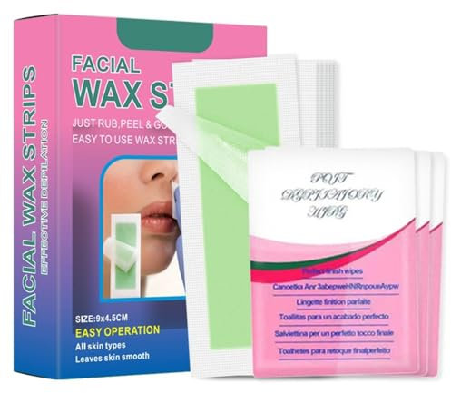 Kaltwachsstreifen,60PCS Wachsstreifen Gesicht,Wachsstreifen Haarentfernung, Wachsstreifen,Waxing Strips für alle Hauttypen