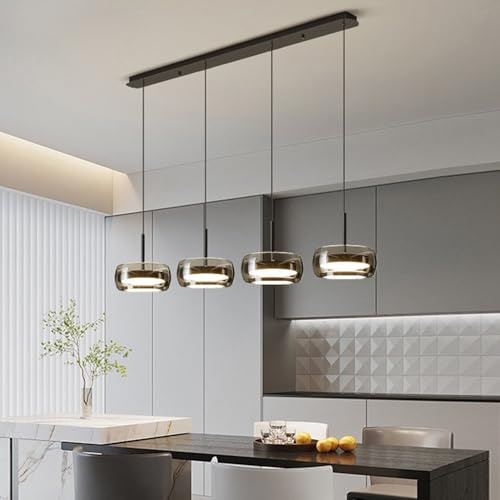 Moderne LED Nordischer Stil Hängeleuchte Kreative Pendelleuchte Esstisch | Pendellampe Rauchgrau Glas Lampenschirm Höhenverstellbar Hängelampe Esszimmer Schlafzimmer Wohnzimmer Küche Kronleuchter