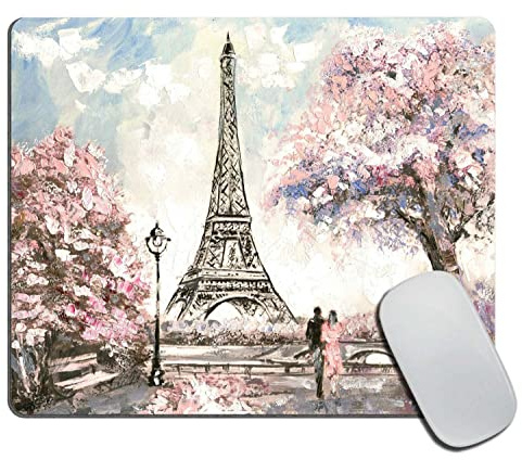 Portable Tapis de Gaming Rectangle Paris Tour Eiffel Romantique Amoureux Roses Fleur Haute-Texture personnalisé Mousepad Mouse Pad 25x30cm pour Jeux,Claviers,Ordinateur