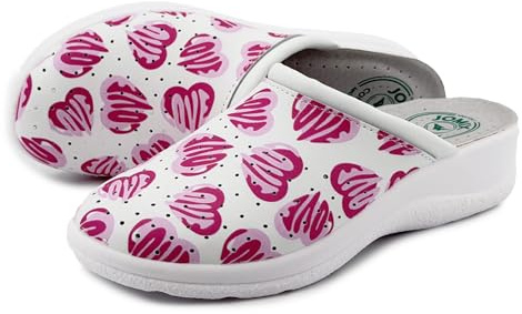 JOMIX Chaussures Médicales Femme Sabots Fermés en Matériau Facile à Nettoyer Semelle Anatomique et Adhérence Renforcée pour Infirmière Aide Soignante et Personnel de Santé ITD2210 Cœur 38