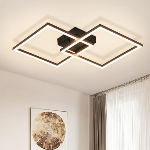 cupgow Deckenleuchte Wohnzimmer Deckenlampe 24W Schwarz Flurlampe | Schlafzimmerlampe 3000K Warmweiß Drehbar Küchenlampe Modern Deckenbeleuchtung für Küche Schlafzimmer Esszimmer