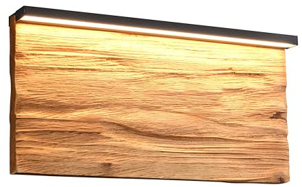 Trio Leuchten LED Wandleuchte Kalea 255519130, Metall Schwarz matt, Holz Kiefer, 13 Watt LED, Switch Dimmer, Holzfarbig