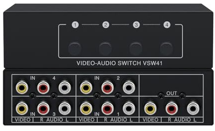 SkyPOOU Selettore AV professionale 4Input con video composito L/R per Home Theater Lossless Professional