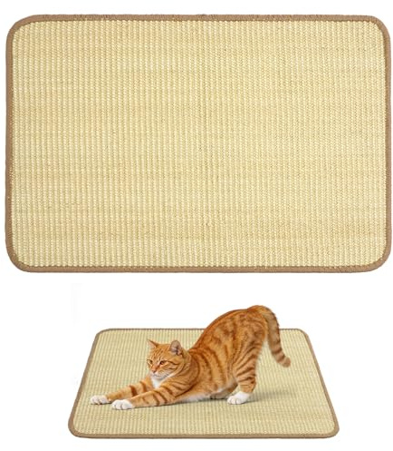 Adiwo Kratzmatte Katze, 60 x 40cm Katzenkratzbretter Sisal Kratzteppich, Widerstandsfähig Sisalmatte Kratzpads für Katzen, Selbsthaftender Kratzmatte aus Sisal für Wände, Türen, Sofas, Möbel