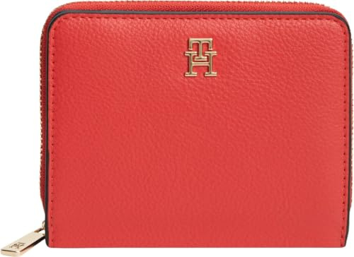 Tommy Hilfiger TH Icon Med ZA W/FLAPAW0AW18475 Geldbörse mit Reißverschluss, Rot, Einheitsgröße