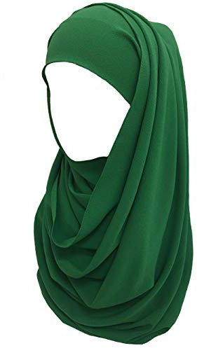 Lina & Lily Bubble Crepe Chiffon Damen Muslim Hijab Kopftuch Schal Turban, Stoff Leicht Undurchsichtig (Smaragdgrün)