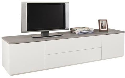 Composad Meuble TV, Bois d'ingénierie, Blanc, (LxAxP) 200x45x44,2 cm