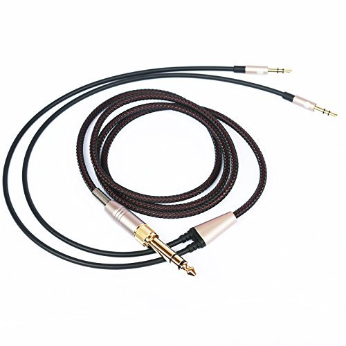 NewFantasia Replacement Cable for Beyerdynamic T1 2nd Generation / T5p Second Generation Headphones 3.5mm Male and 6.35mm Adapter to 2X 3.5mm Jack Male Audio HiFi Cord 1.5m/4.9ft