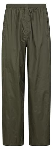 Mountain Warehouse Pakka Mens Waterproof Rain Overtrousers - Packable & Quick Dry Pants with Taped Seams & Adjustable Ankle Opening - for Spring Summer, & Outdoors Khaki L