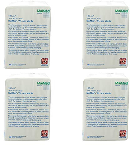 4 x Vliesstoffkompressen MaiMed unsteril 6 fach 10 x 10 cm Kompressen 400 Stück