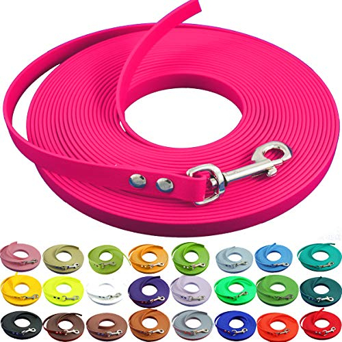 bio-leine leichte 9mm Biothane Schleppleine ohne Handschlaufe - 3 bis 25m I für kleine Hunde, 20m in Magenta I schmutzabweisende & Wasserabweisende Hundeleine Leine