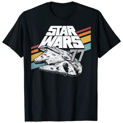 Star Wars Millennium Falcon '77 Retro Stripes Poster T-Shirt