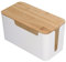 Kabelmanagement Box mit Holz Deckel, 23 x 12 x 11,7cm Weiß Kunststoff Kabelbox Schreibtisch Kabel Organizer Kleine Kabelkasten für Verstecken TV Computer Router Kabel Steckdosen
